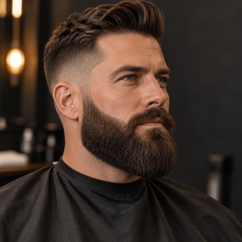 Client avec une barbe précisément taillée