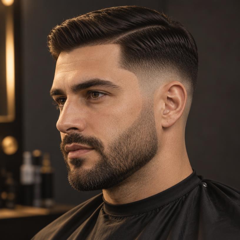 Client avec une coupe fade classique